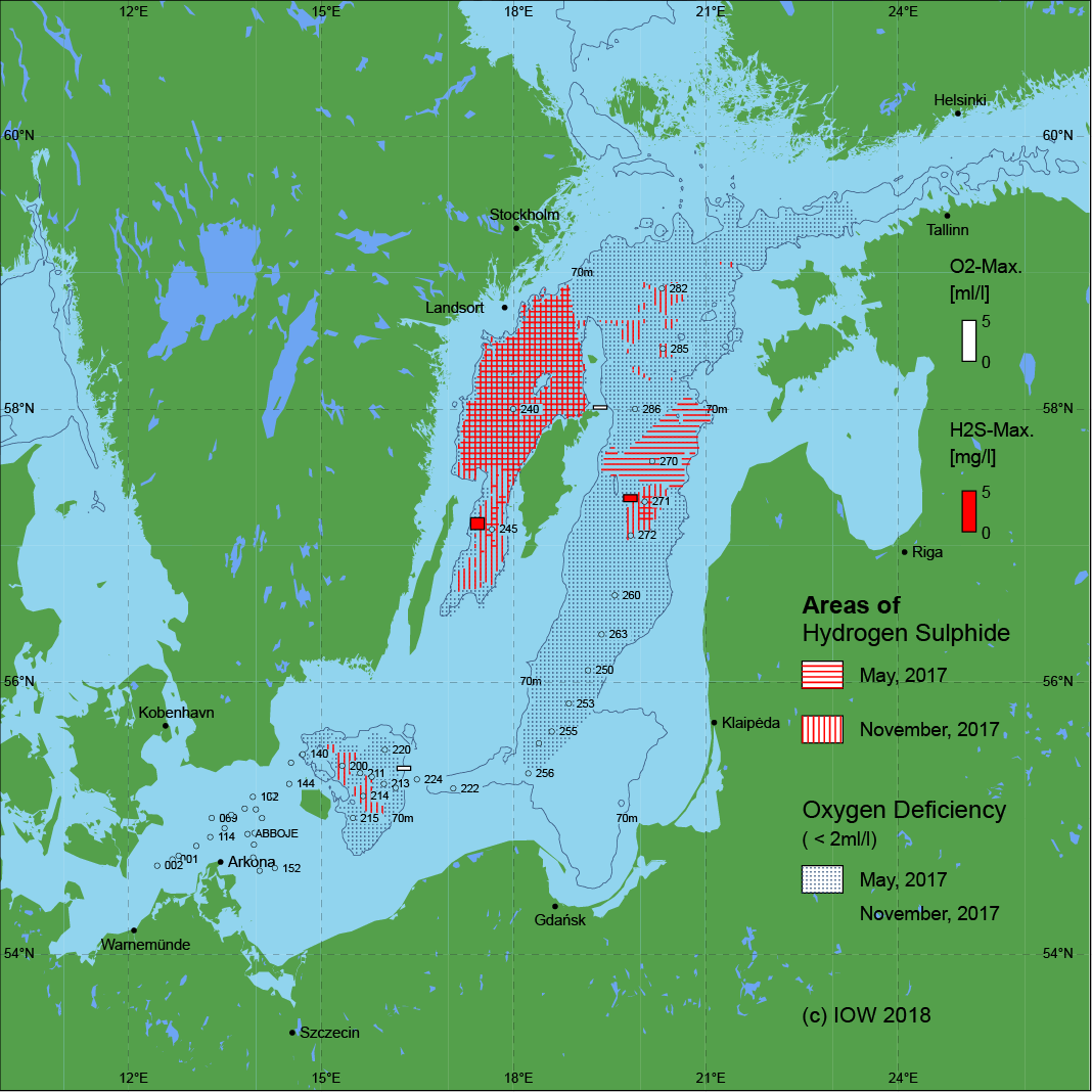 Sauerstoffarme und sauerstofffreie Gebiete in der Ostsee - 2017