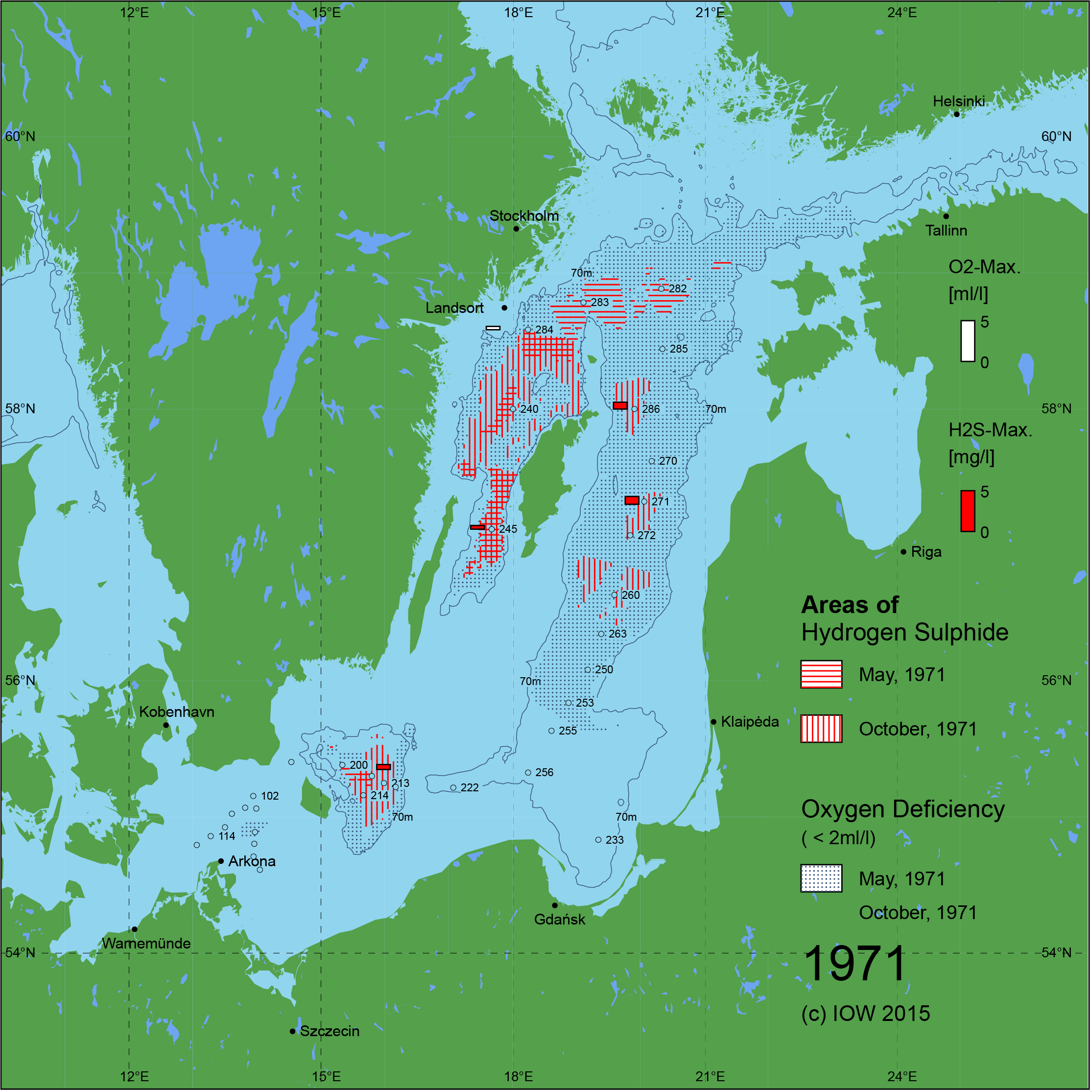 Sauerstoffarme und sauerstofffreie Gebiete in der Ostsee - 1971