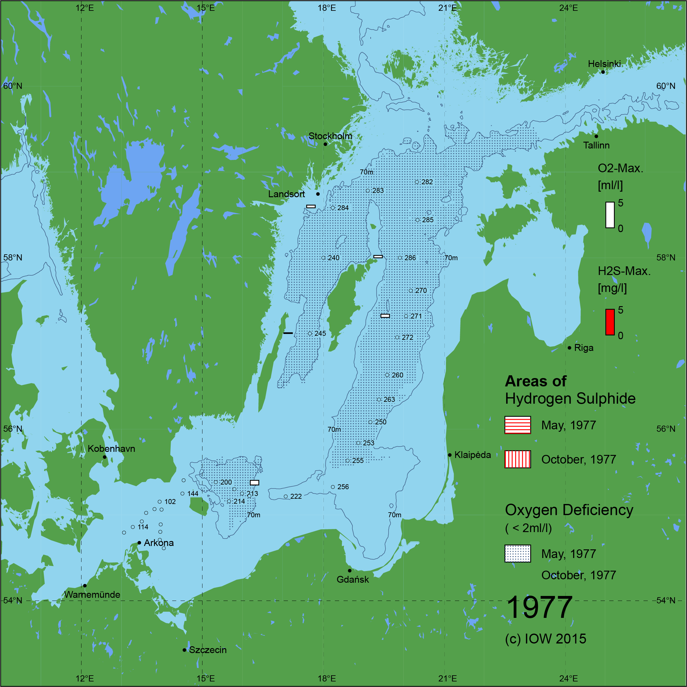 Sauerstoffarme und sauerstofffreie Gebiete in der Ostsee - 1977