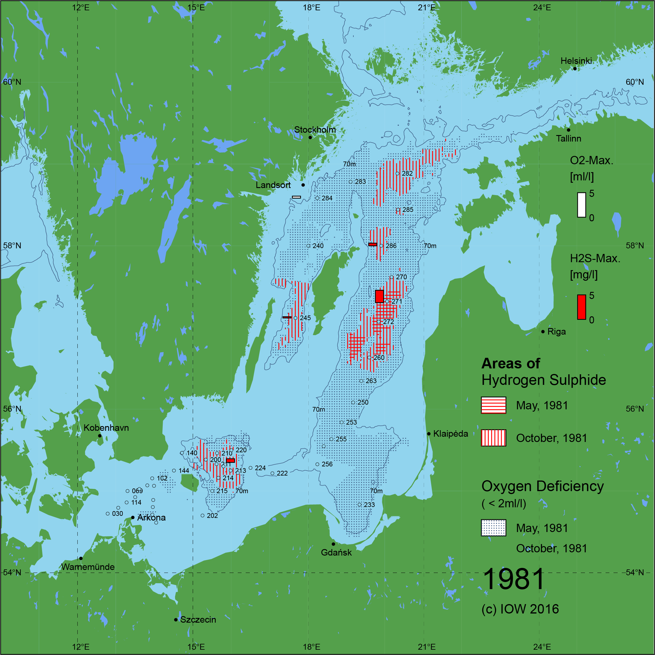 Sauerstoffarme und sauerstofffreie Gebiete in der Ostsee - 1981