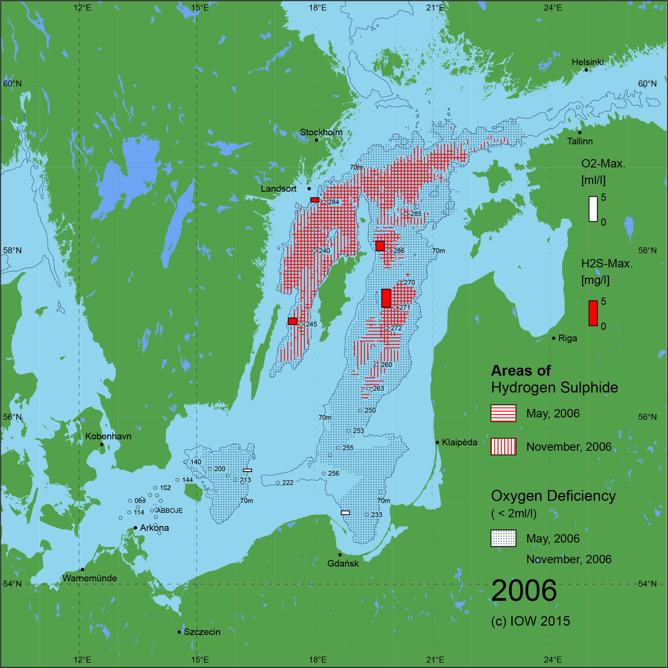 Sauerstoffarme und sauerstofffreie Gebiete in der Ostsee - 2006