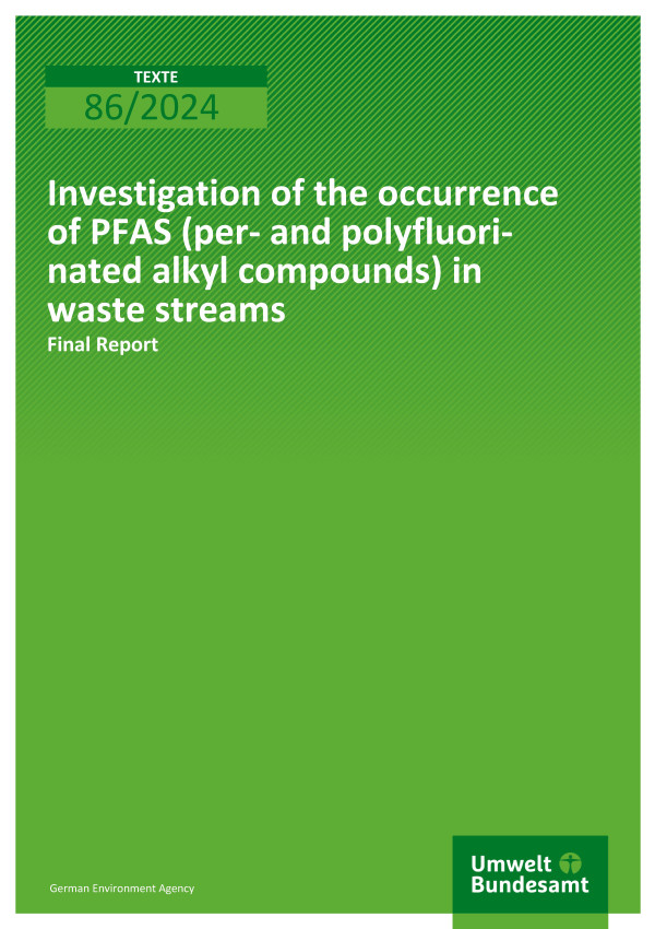 Cover of report "Investigation of the occurrence of PFAS (per- and polyfluorinated alkyl compounds) in waste streams"