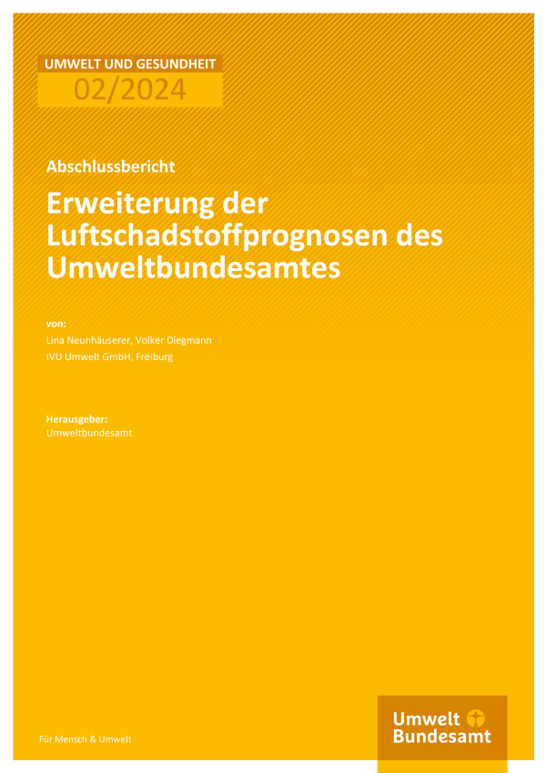 Cover des Berichts "Erweiterung der Luftschadstoffprognosen des Umweltbundesamtes"