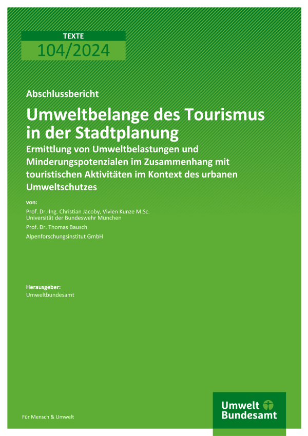 Cover des Berichts "Umweltbelange des Tourismus in der Stadtplanung"