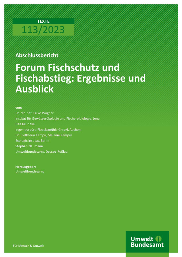 Cover des Berichts "Forum Fischschutz und Fischabstieg: Ergebnisse und Ausblick"