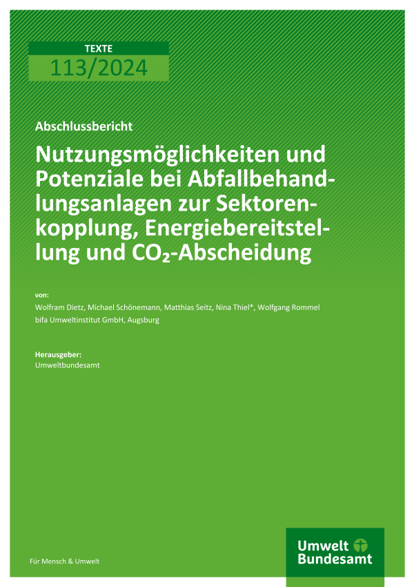 Cover "Nutzungsmöglichkeiten und Potenziale bei Abfallbehandlungsanlagen zur Sektorenkopplung, Energiebereitstellung und CO₂-Abscheidung"