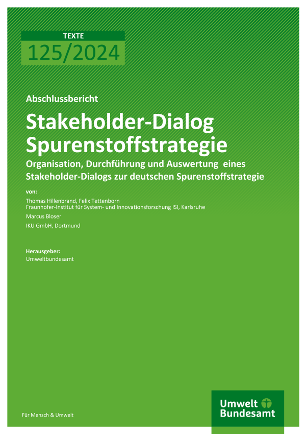 Cover des Berichts "Stakeholder-Dialog Spurenstoffstrategie"