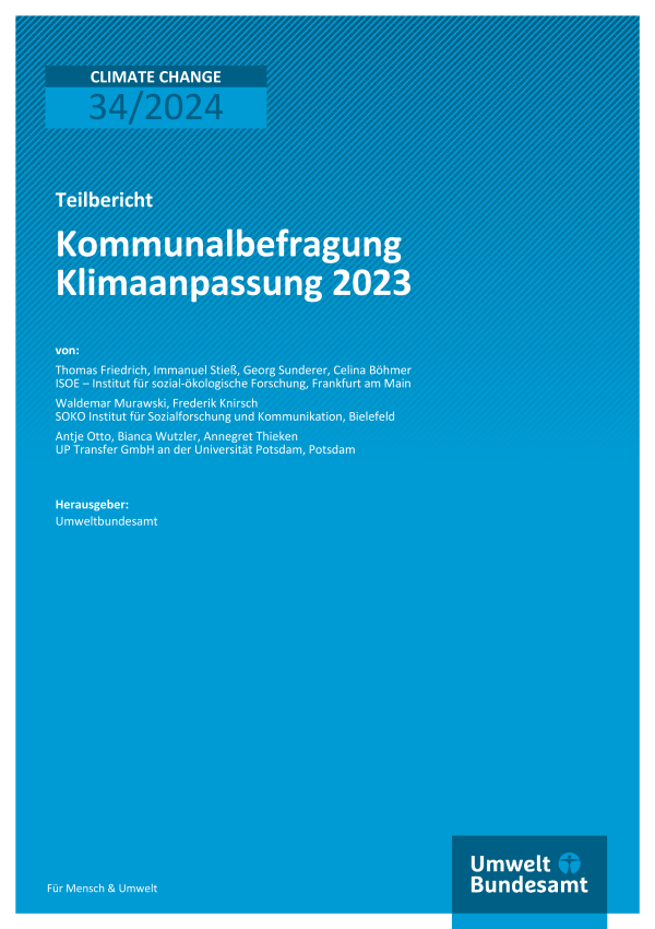 Cover des Berichts "Kommunalbefragung Klimaanpassung 2023"