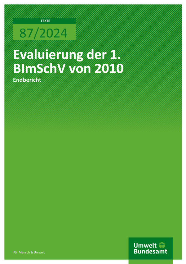 Cover des Berichts "Evaluierung der 1. BImSchV von 2010"