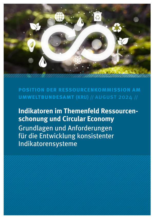 Cover der Broschüre "Indikatoren im Themenfeld Ressourcenschonung und Circular Economy"