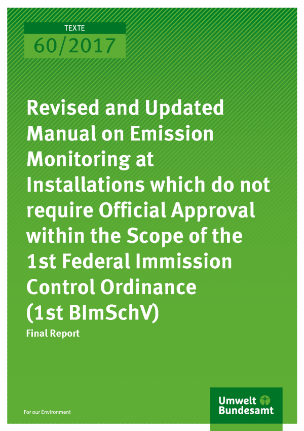 Cover of publication 60/2017 Revised and Updated Manual on Emission Monitoring at Installations which do not require Official Approval within the Scope of the 1st Federal Immission Control Ordinance (1st BImSchV)