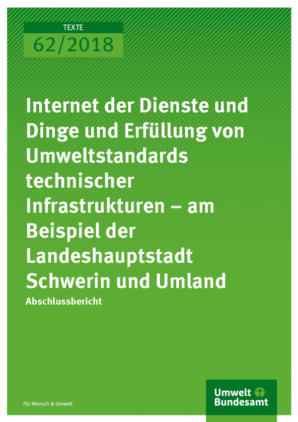 Cover der Publikation Texte 62/2018 Internet der Dienste und Dinge und Erfüllung von Umweltstandards technischer Infrastrukturen