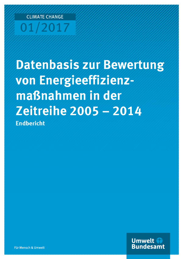 Titelbild Datenbasis zur Bewertung von Energieeffizienzmaßnahmen in der  Zeitreihe 2005 – 2014