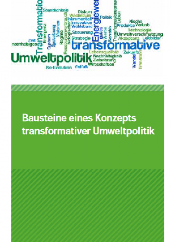 Cover Bausteine eine Konzepts transformativer Umweltpolitik