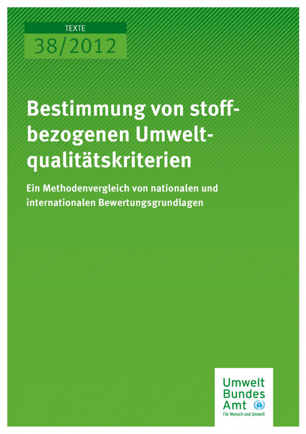 Publikation:Bestimmung von stoffbezogenen Umweltqualitätskriterien - Ein Methodenvergleich von nationalen und internationalen Bewertungsgrundlagen