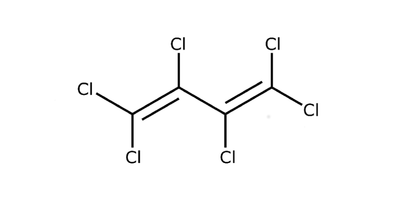 Strukturformel von Hexachlorbutadien (HCBD)