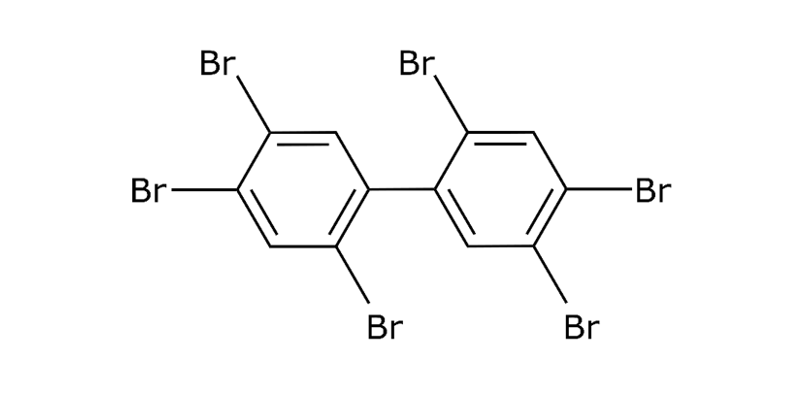 Strukturformel von Hexabrombiphenyl (HBB)