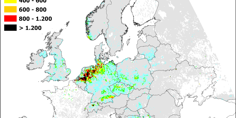 you can see the map of the EU with exceedances of CL for acidification 2022