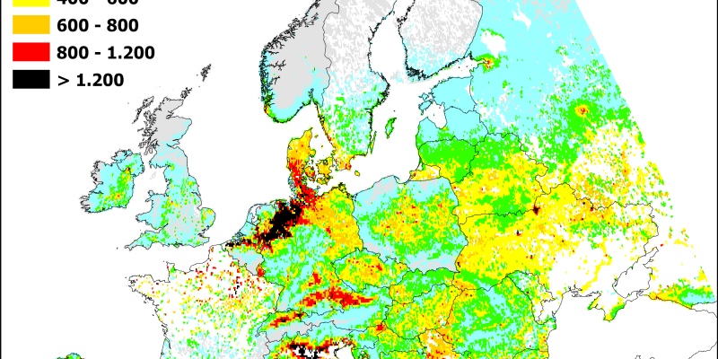 you can see the map of the EU with exceedances of CL for eutrophication 2022