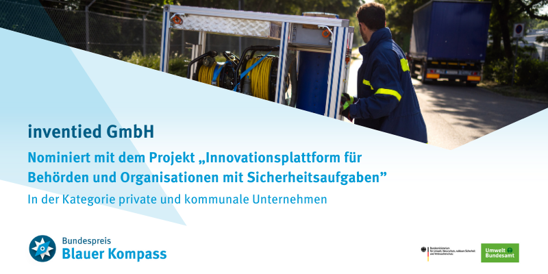 Das Bild zeigt die Nominierung der inventied GmbH mit dem Projekt „Innovationsplattform für Behörden und Organisationen mit Sicherheitsaufgaben“