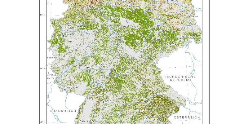 Figure 2: Figure 2: Potential soil loss risk due to wind erosion (in the protection zones of wind barriers) on arable land in Germany. 