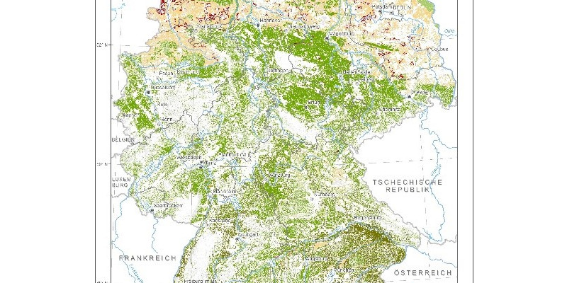 Figure 1: Natural soil loss risk due to wind erosion on arable land in Germany. 