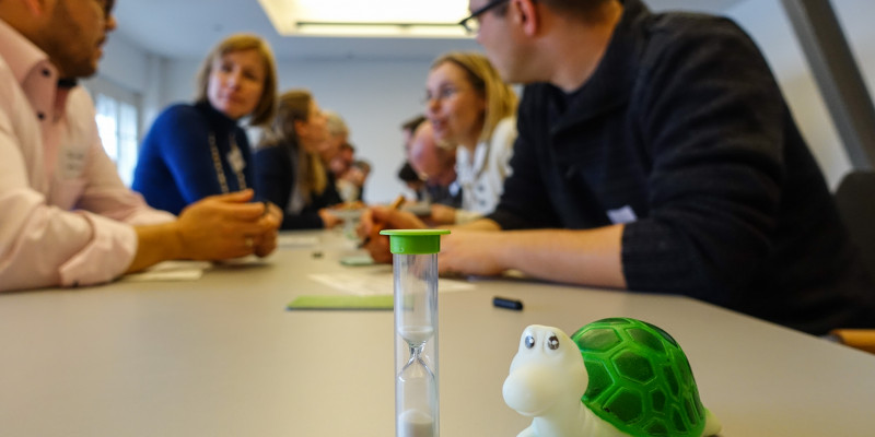 Quietscheschildkröte wurde als Zeitstopper im Workshop verwendet