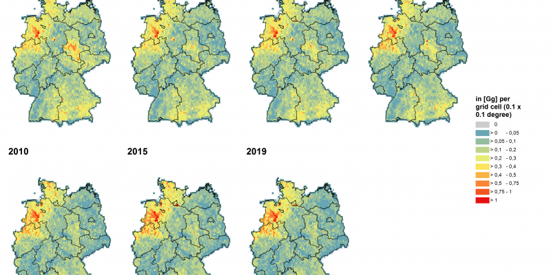 Deutschlandkarte Luftschadstoffbelastung Ammoniak (NH3)