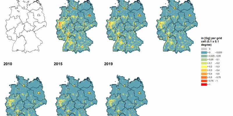 Deutschlandkarte Luftschadtstoffbelastung Staub und Feinstaub (PM2,5)