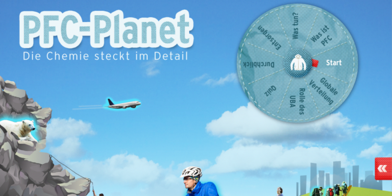 Startbildschirm der App „PFC-Planet“ des Umweltbundesamts