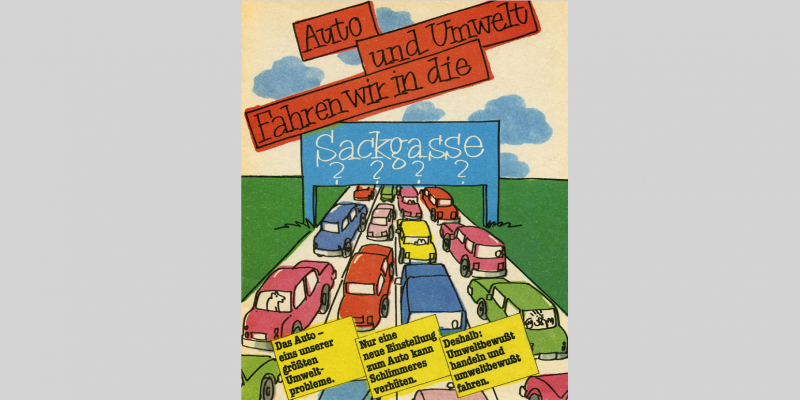 gezeichnete Titelseite mit vielen Autos im Stau auf der Autobahn