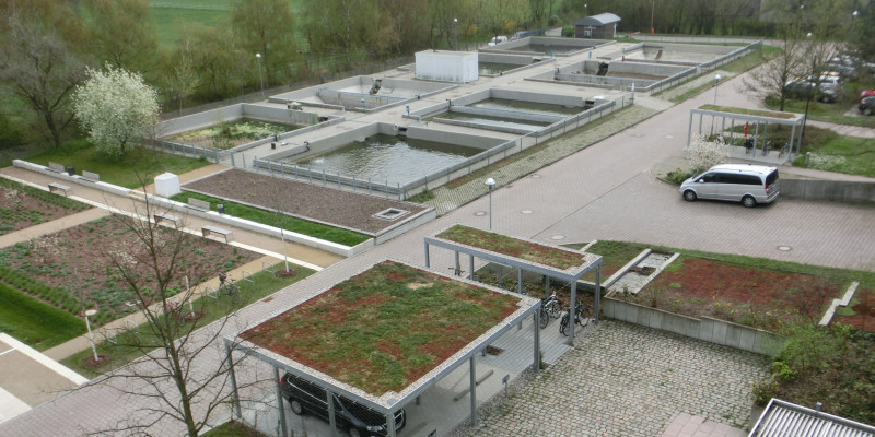 Fred-Becken für die Fischaufzucht auf dem Gelände des UBA in Berlin-Marienfelde