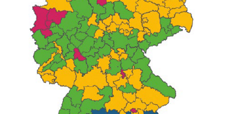 Die Abbildung "Touristische Großräume in Deutschland" zeigt eine Karte der Reisegebiete in Deutschland, die fünf touristischen Großräumen zugeordnet sind: Alpen und Alpenvorland, Küste sowie urbane Gebiete sind Regionen mit sehr spezifischen Eigenschaften. Mittelgebirge sowie übrige Gebiete sind großflächig und heterogen. 