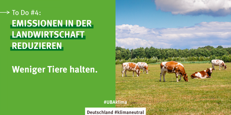 Eine Grafik mit der Handlungsempfehlung Emissionen in der Landwirtschaft zu reduzieren