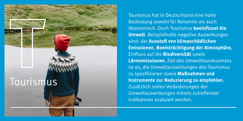 Eine Grafik mit einem Bild und Text. Es handelt sich hier um das Thema Tourismus.