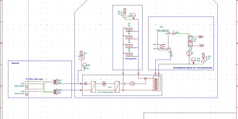 Hydraulikplan einer Solepumpe mit Speicher und Frischwasserstation