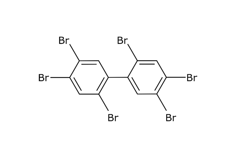 Strukturformel von Hexabrombiphenyl (HBB)