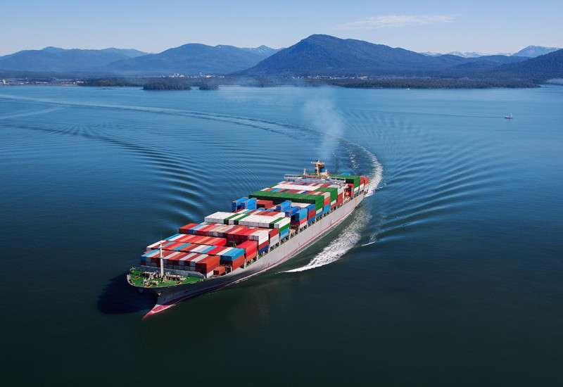 container ship on the sea