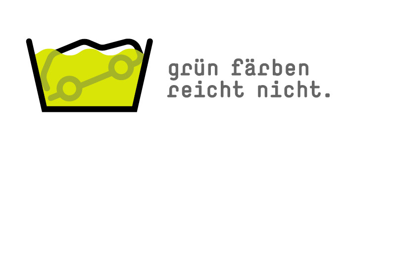 Symbol-Zeichnung: Ein Auto wird in einem Farbbehälter "Grün gefärbt"