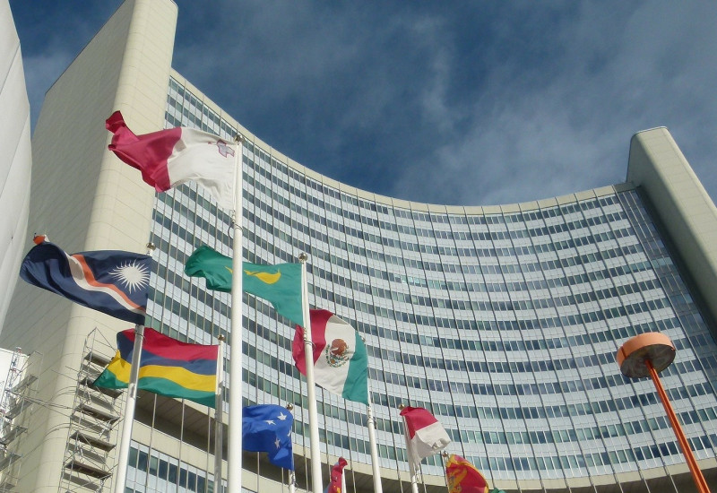 Flag poles with flags