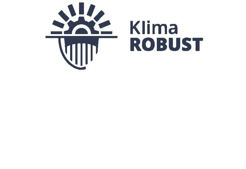 Klima - ROBUST Logo der Initiative: Dunkelblauer Schriftzug und Icon auf weißem Hintergrund.