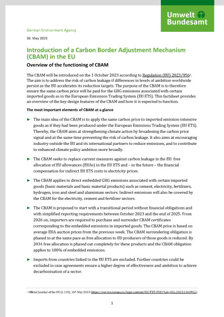 Introduction Of A Carbon Border Adjustment Mechanism (CBAM) In The EU ...