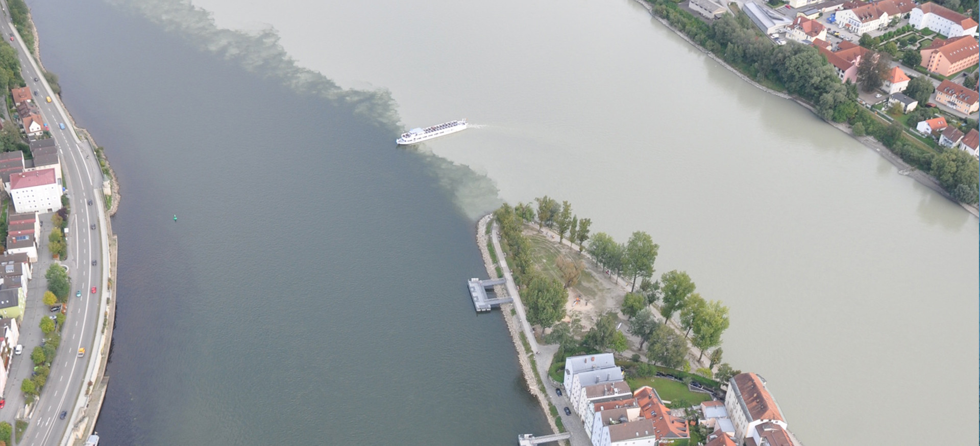 Donau am Drei-Flüsse-Eck in Passau